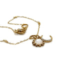 Dainty Diamond Crescent and Opal Sun Charm Bracelet