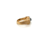 Gemstone with Diamonds on Textured Gold Band Ring