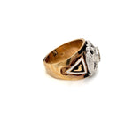 Freemason Masonic Double Headed Eagle with Center Diamond and Enamel Ring