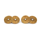 Vintage Disks with Diamonds and Detailed Cufflinks
