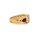 2ct Old Euro and Pear Rubies Ring