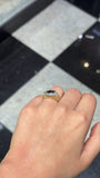 Gemstone with Diamonds on Textured Gold Band Ring