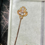 Art Nouveau Pearl and Diamond Pin