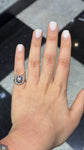 Diamond Horseshoe and Sapphire Flower Ring