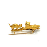Two Cat Playing With Ball brooch