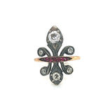 Russian Fleur De Lis with Diamonds and Rubies Ring
