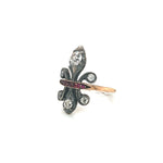 Russian Fleur De Lis with Diamonds and Rubies Ring