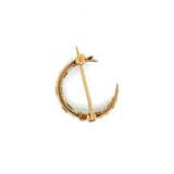 Natural Pearl and Diamond Crescent Moon Brooch