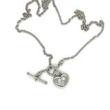 Scott Kay Platinum Diamond Heart Charm Toggle Necklace