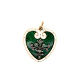 Heart with Green and White Enamel Pin/ Pendant