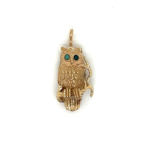 Owl with Turquoise Eyes Charm/ Pendant