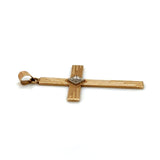 Rose Gold Cross with Rose Cut Diamond in the Center Pendant