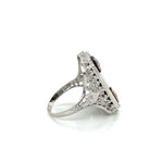 Onyx And Diamond Filigree Ring