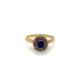 Sapphire with Diamond Halo Ring