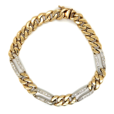 Pave Diamond Figaro Link Bracelet