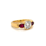 2ct Old Euro and Pear Rubies Ring