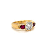 2ct Old Euro and Pear Rubies Ring