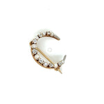 Natural Pearl and Diamond Crescent Moon Brooch