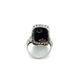 Onyx And Diamond Filigree Ring