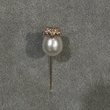 Pearl Pin With Diamond Cluster