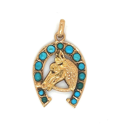 Turquoise Horseshoe and Horse Pendant/Charm