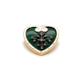 Heart with Green and White Enamel Pin/ Pendant