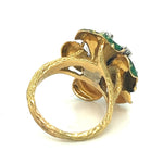Enamel Flower and Diamond Ring
