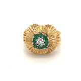 Emeralds and Diamonds Flower Ring
