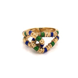 Knot Design with Green and Blue Enamel Ring