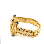 Cabochon Emeralds and Sapphires Ring Lock Bracelet
