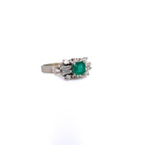 Square Cut Emerald with Diamonds Ring