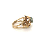 Emeralds and Diamonds Flower Ring