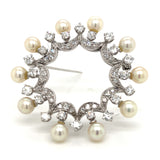 Pearl and Diamond Circle Brooch