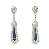 Diamond and Sapphire Drop Earrings