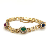 Cabochon Gemstones and Diamond Bracelet