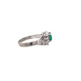 Square Cut Emerald with Diamonds Ring