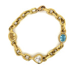 Oval Link Bracelet with Multi Gemstones