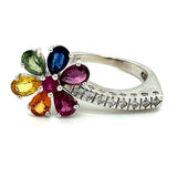 Semi Precious and Diamonds Flower Ring