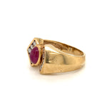 Cabochon Ruby and Diamonds Ring