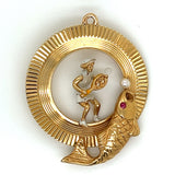 Vintage Tennis Woman and Fish Charm