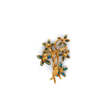 La Triomphe Turquoise and Diamond Flowers Brooch