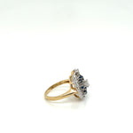 Diamond Horseshoe and Sapphire Flower Ring