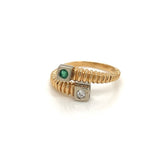 Open Diamond and Emerald Ring