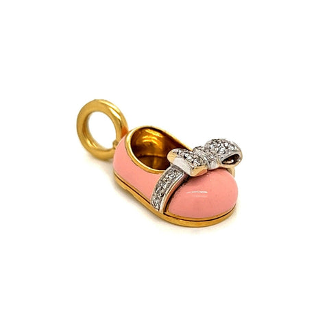 Aaron Basha Pink Baby Shoe with Diamonds