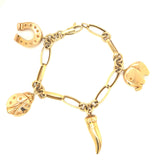 Oval Link Bracelet with Four Charms
