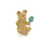 Bear with Flower Pin