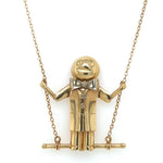 Man on Swing with Diamond Buttons Necklace