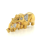 Elephant & Baby with Diamonds Pin