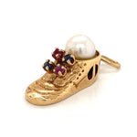 Baby Shoe with Pearl, Rubies, & Sapphires Charm
