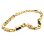 Curb Link with Long Blue Enamel Bar Bracelet